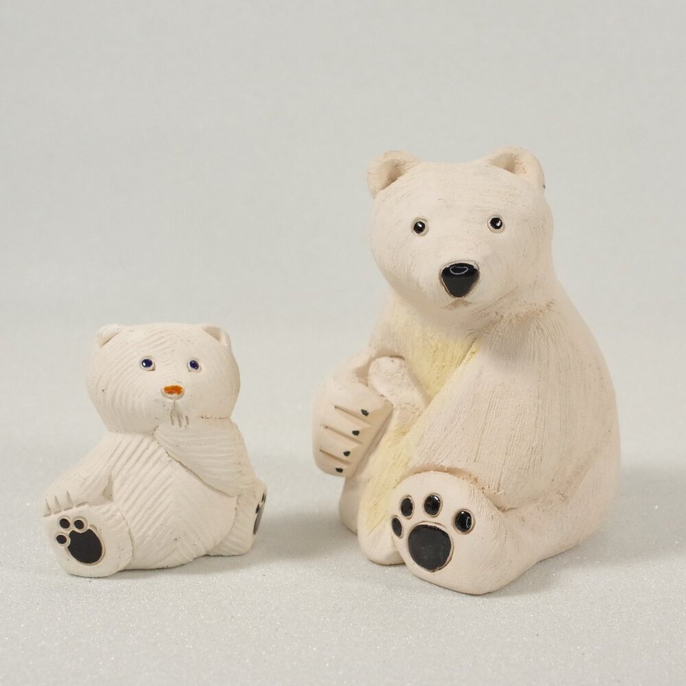 Vintage Polar Bear Family Figurines Retired Artesania Rinconada Baby Mother Bear